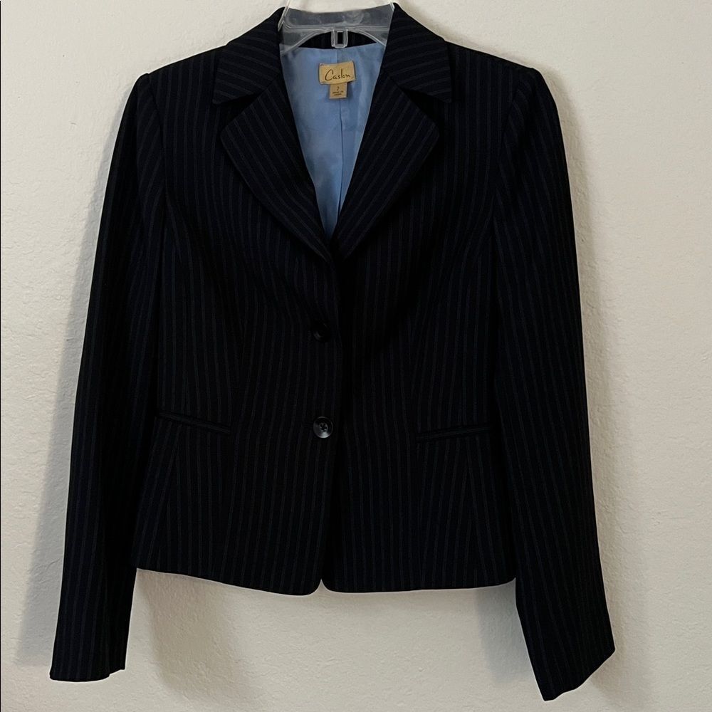 Caslon Pinstripe Blazer in Black in Size 2